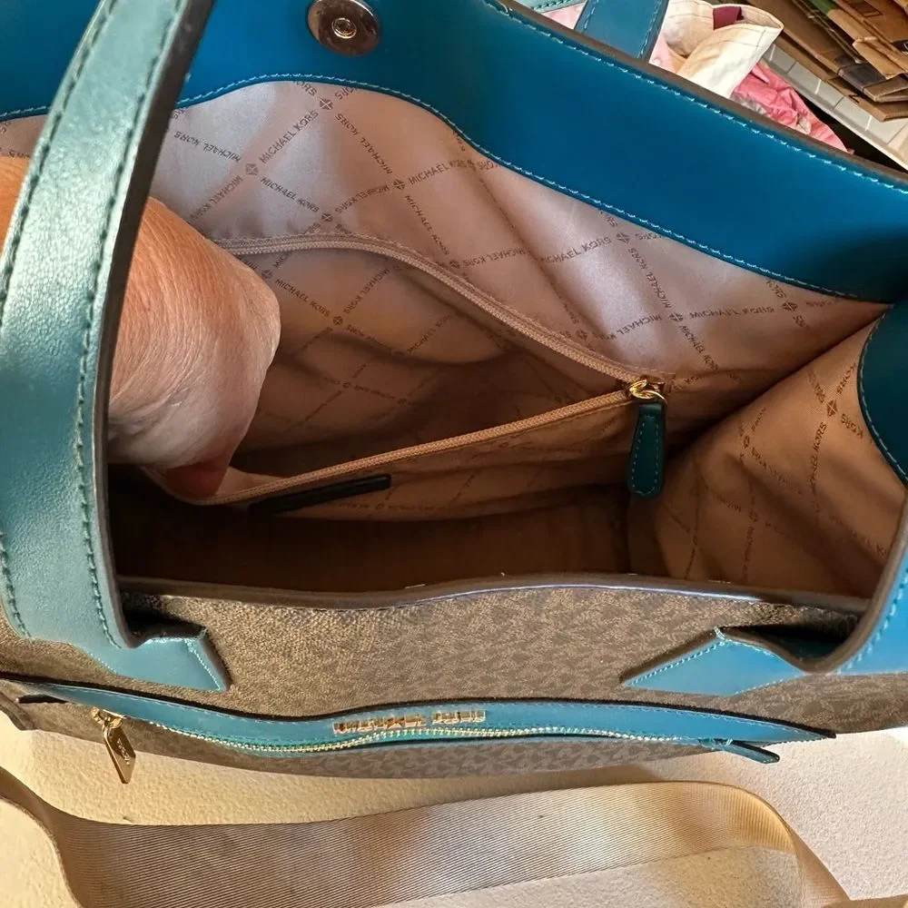 Michael Kors Blue and Brown Men's Bag